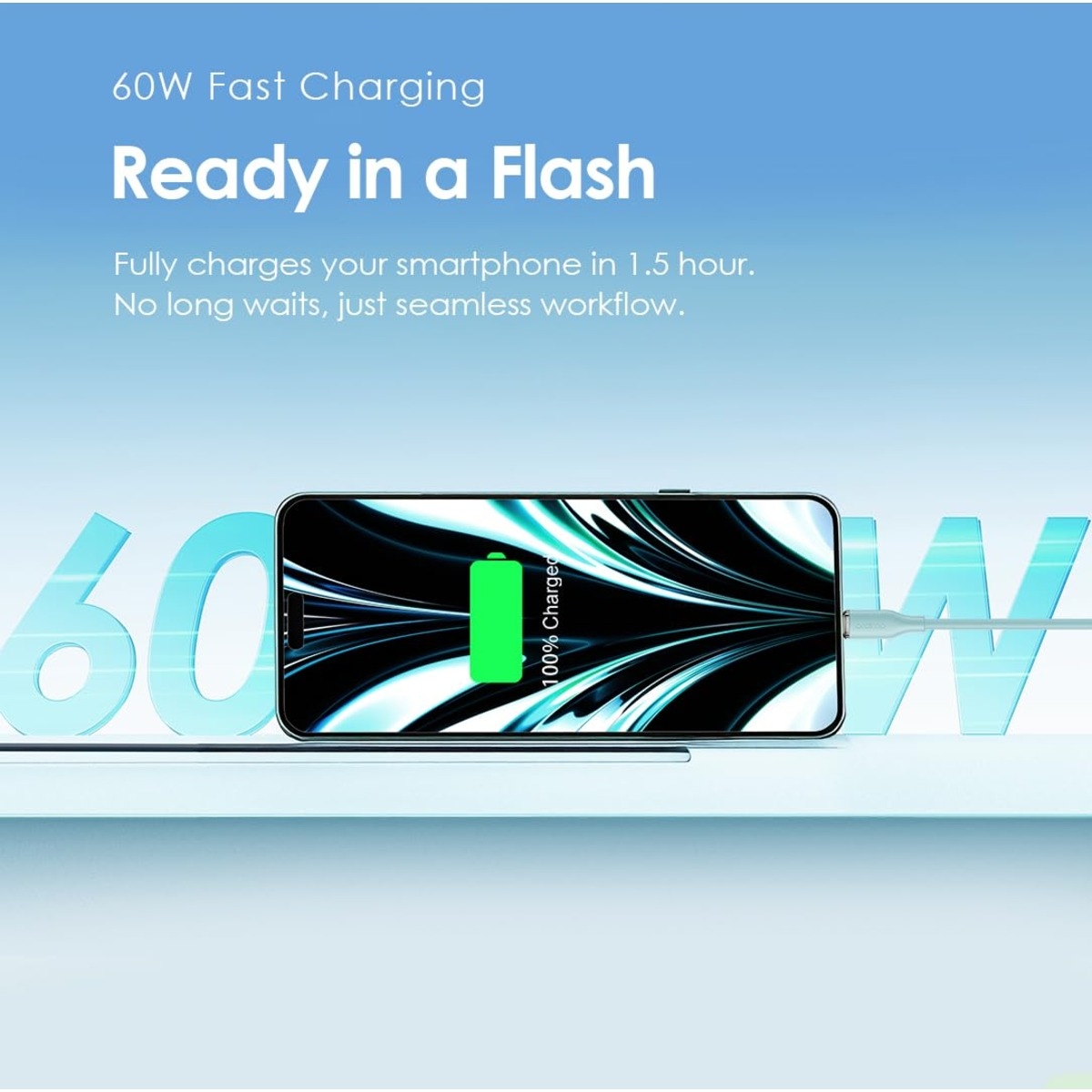 أورايمو مجموعة مكونة من 10 كابلات USB-C إلى USB-C بطول 1 متر وقدرة 60W