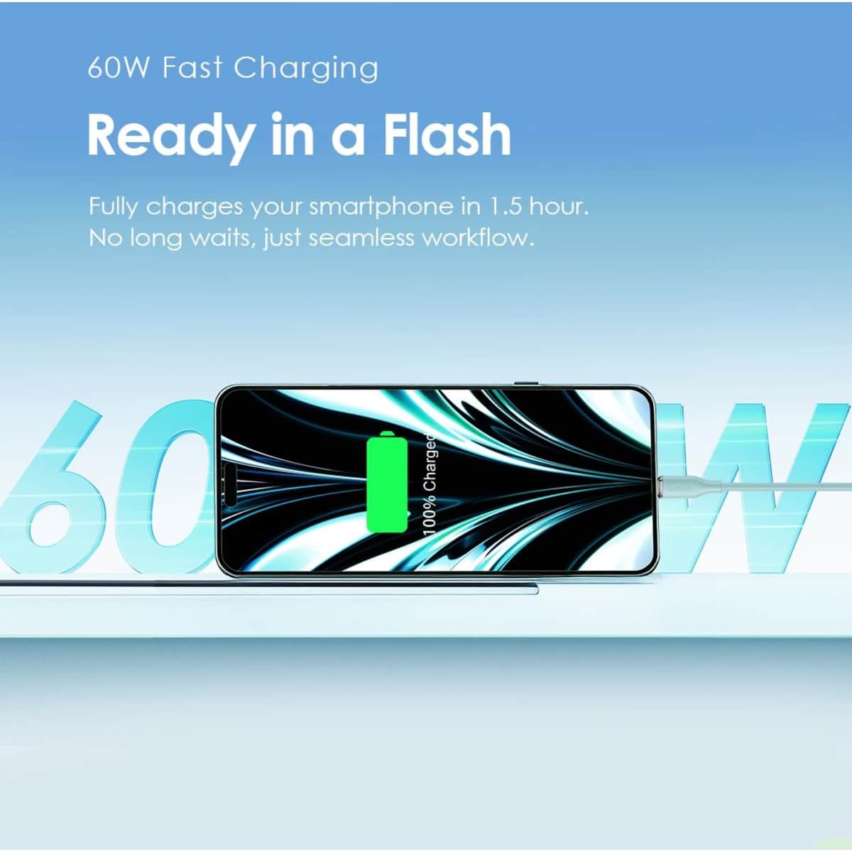 أورايمو مجموعة مكونة من 10 كابلات USB-C إلى USB-C بطول 1 متر وقدرة 60W