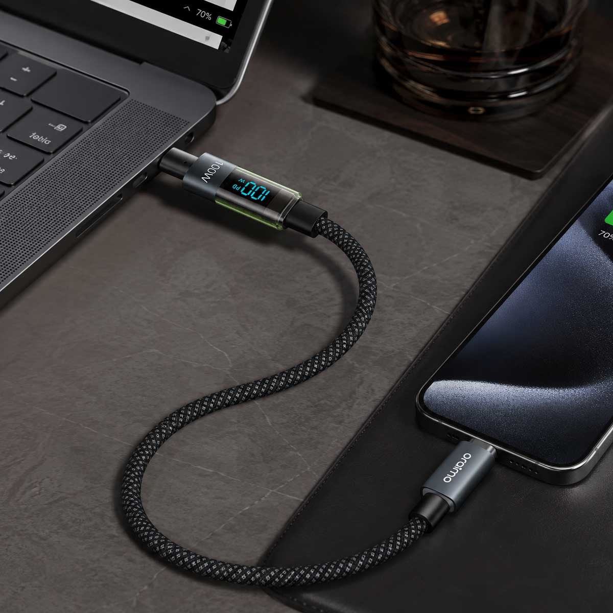 Oraimo 1.2m Digline 100W Display USB-C to USB-C Cable