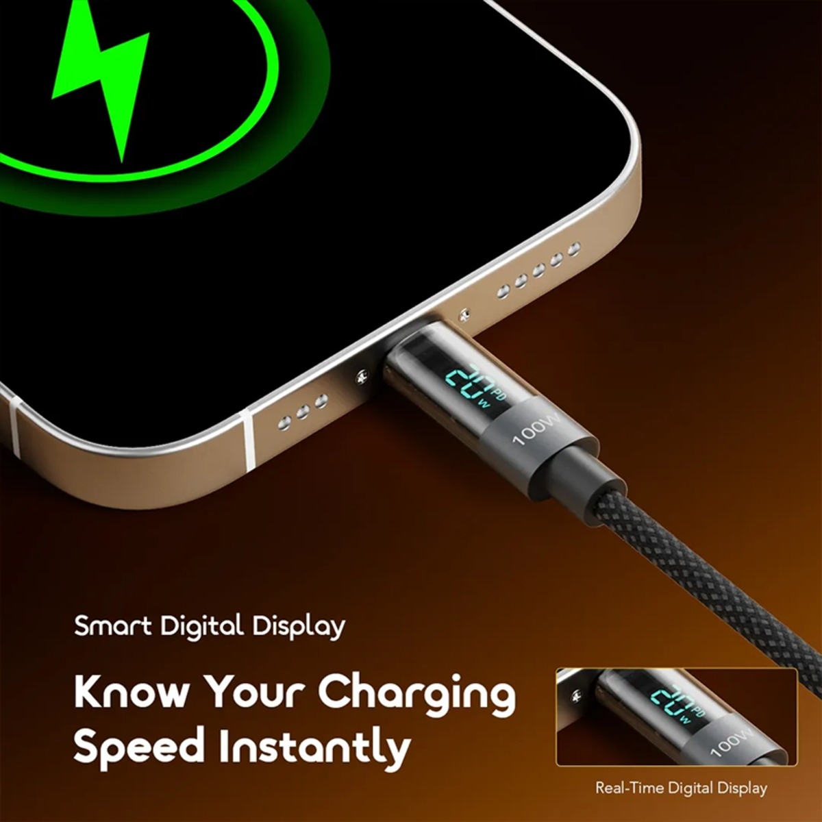 Oraimo 1.2m Digline 100W Display USB-C to USB-C Cable