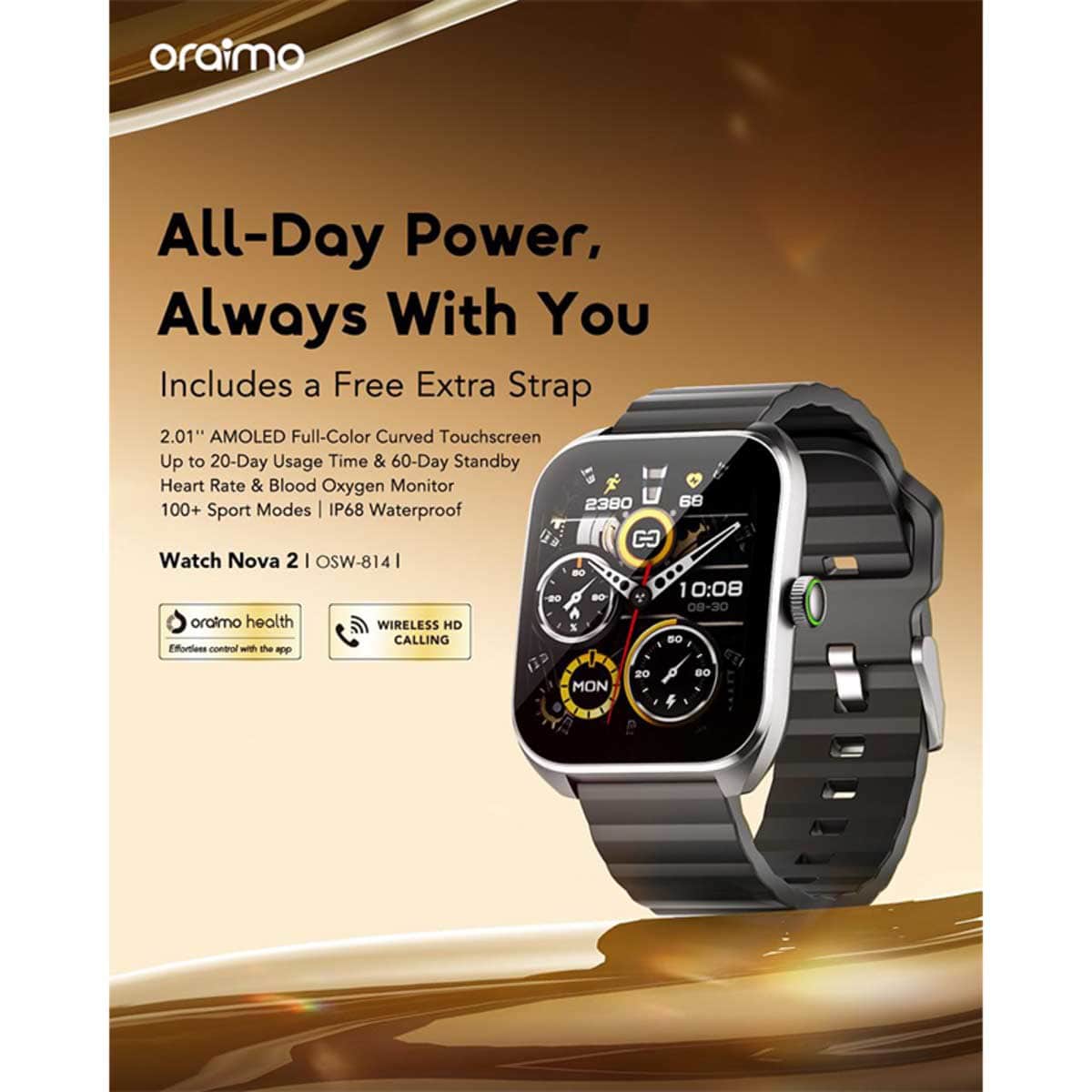 Oraimo 2.01" Black Nova 2 Smartwatch