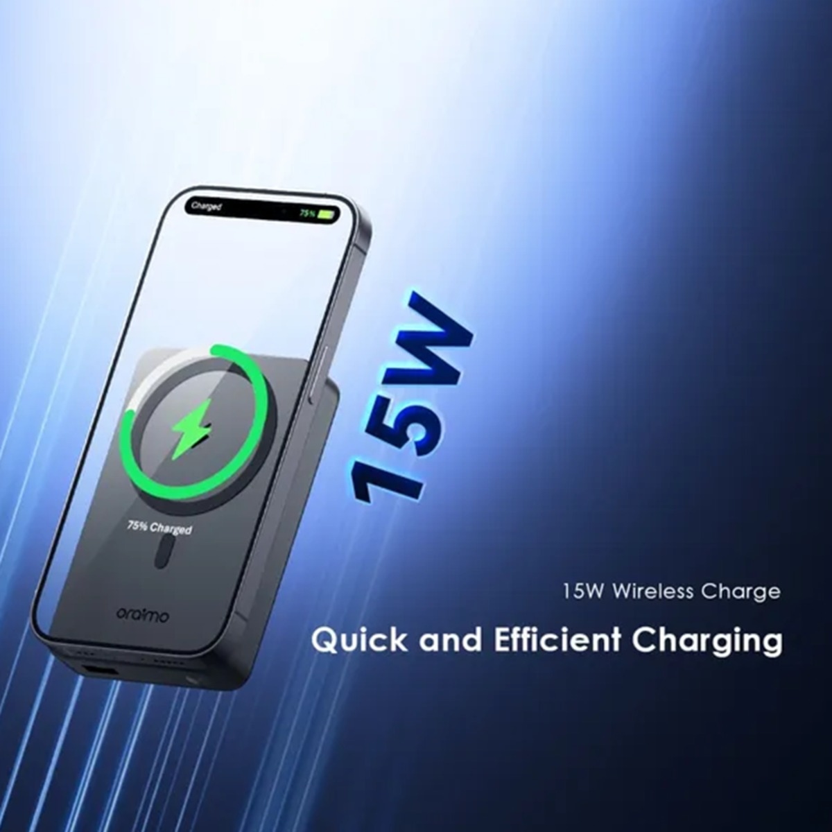 أورايمو باور بانك لاسلكي ماج باور 15 أسود بسعة 10000mAh وقدرة 15W