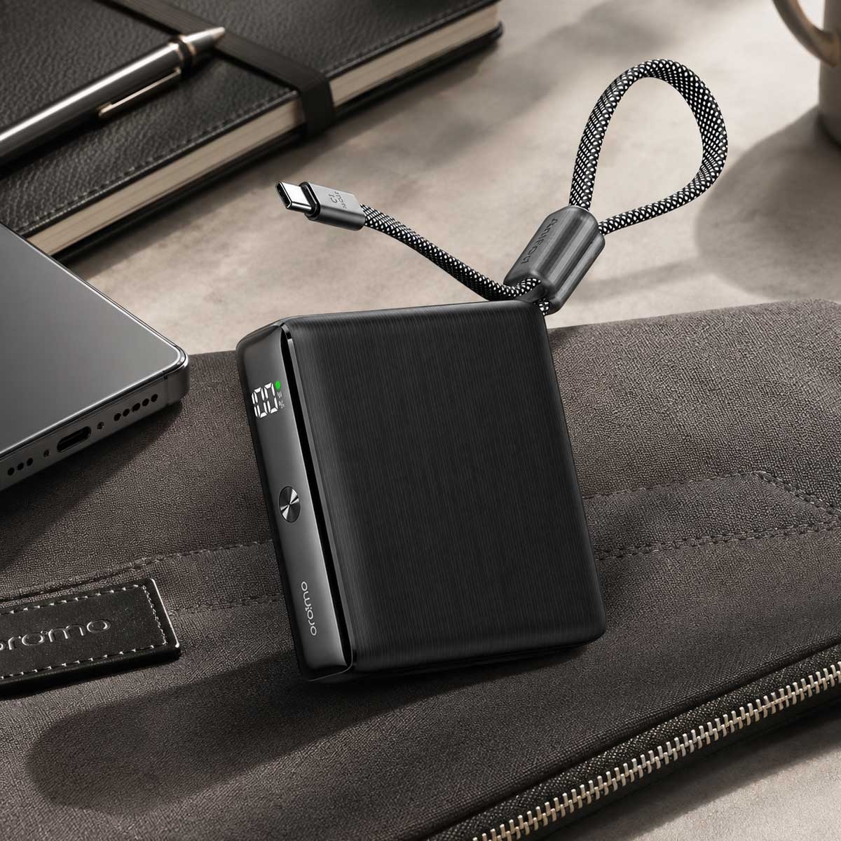 Oraimo 10000mAh 22.5W Mini Power Bank with Built-in USB-C Cable