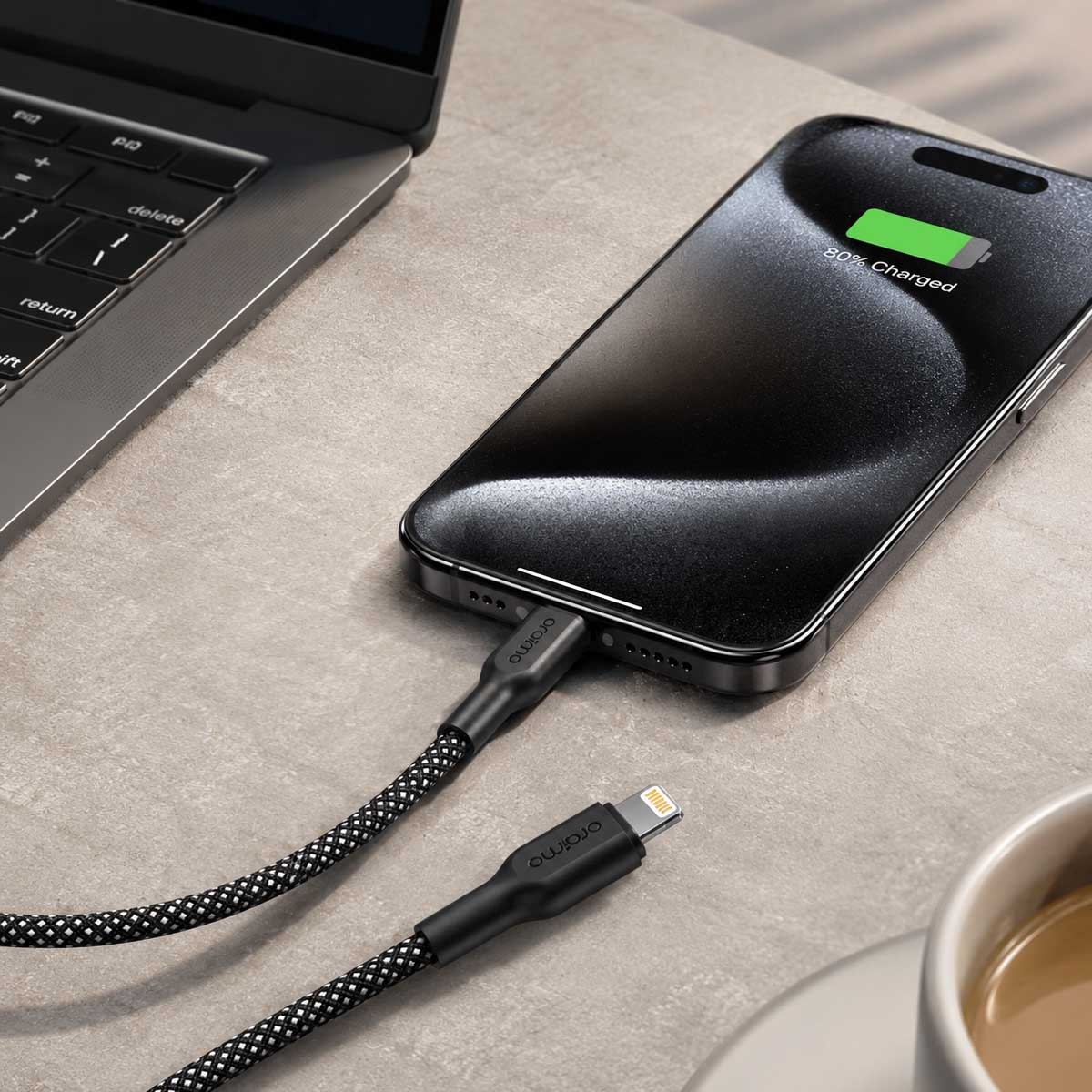 Oraimo 1m 45W Braided USB-C to Lightning Cable