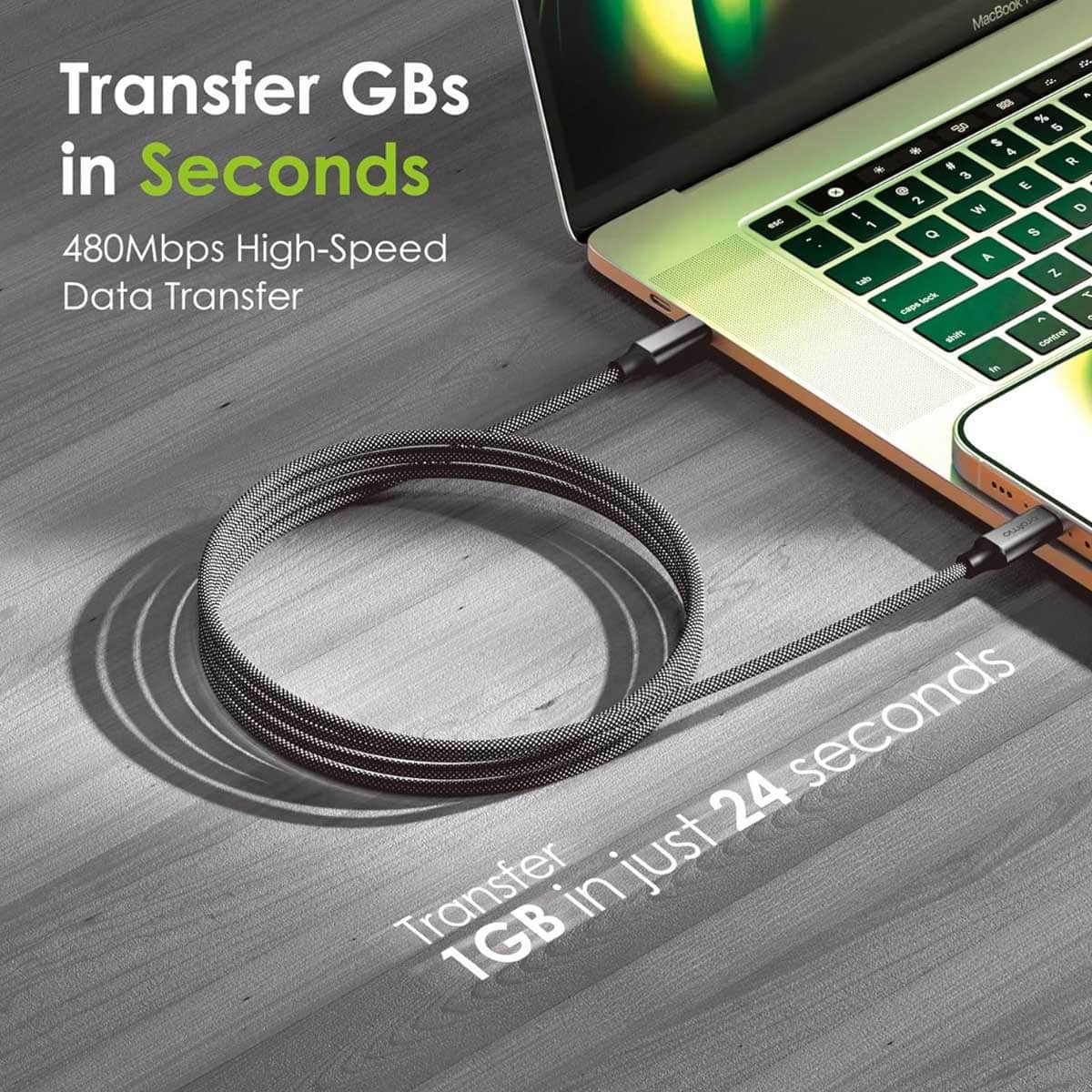 أورايمو كابل ماج كابل أسود USB-C إلى Lightning بطول 1 متر وقدرة 20W