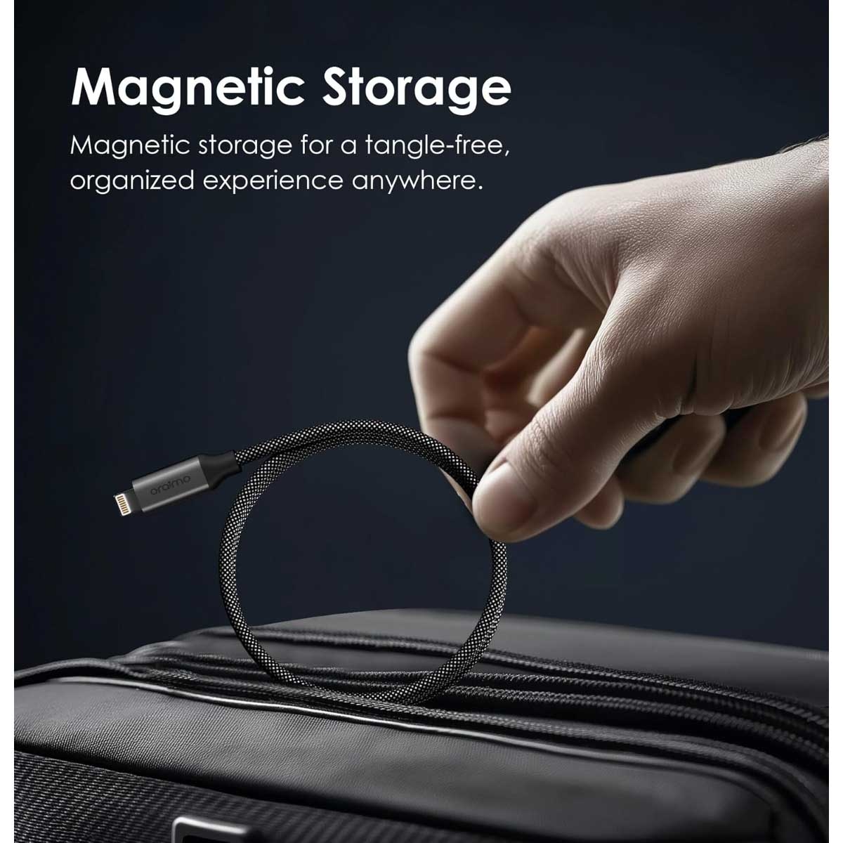 Oraimo Black 1m MagCable 20W USB-C to Lightning Cable