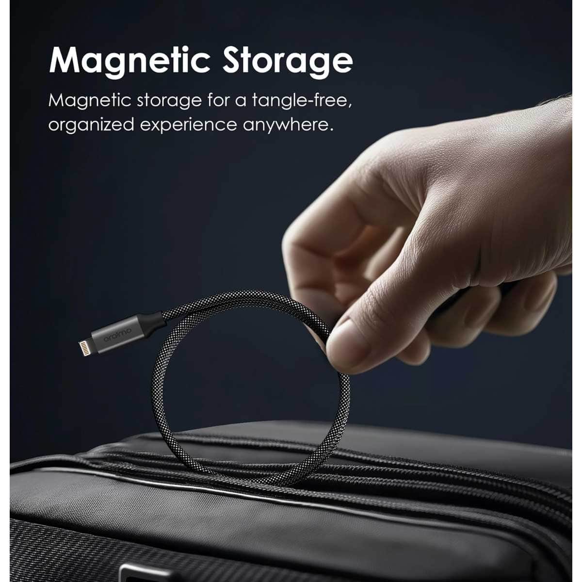 أورايمو كابل ماج كابل أسود USB-C إلى Lightning بطول 1 متر وقدرة 20W