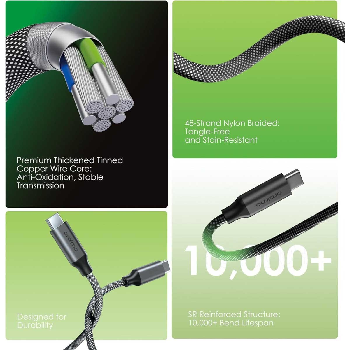 Oraimo Black 1m MagCable 20W USB-C to Lightning Cable