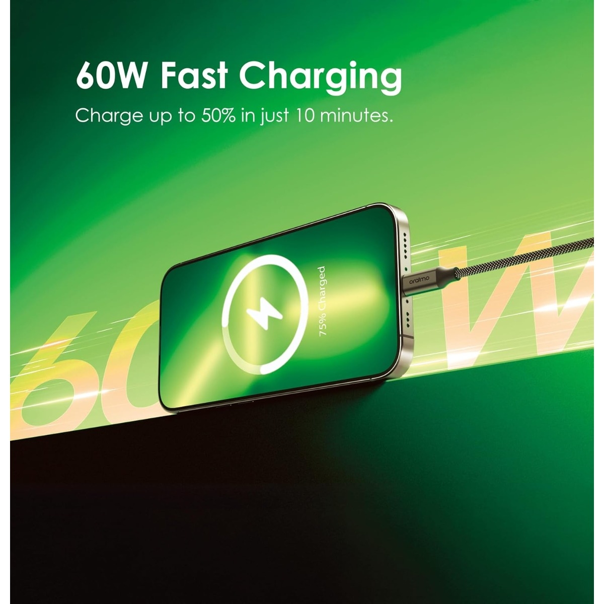 Oraimo Black 1m MagCable 60W USB-C to USB-C Cable