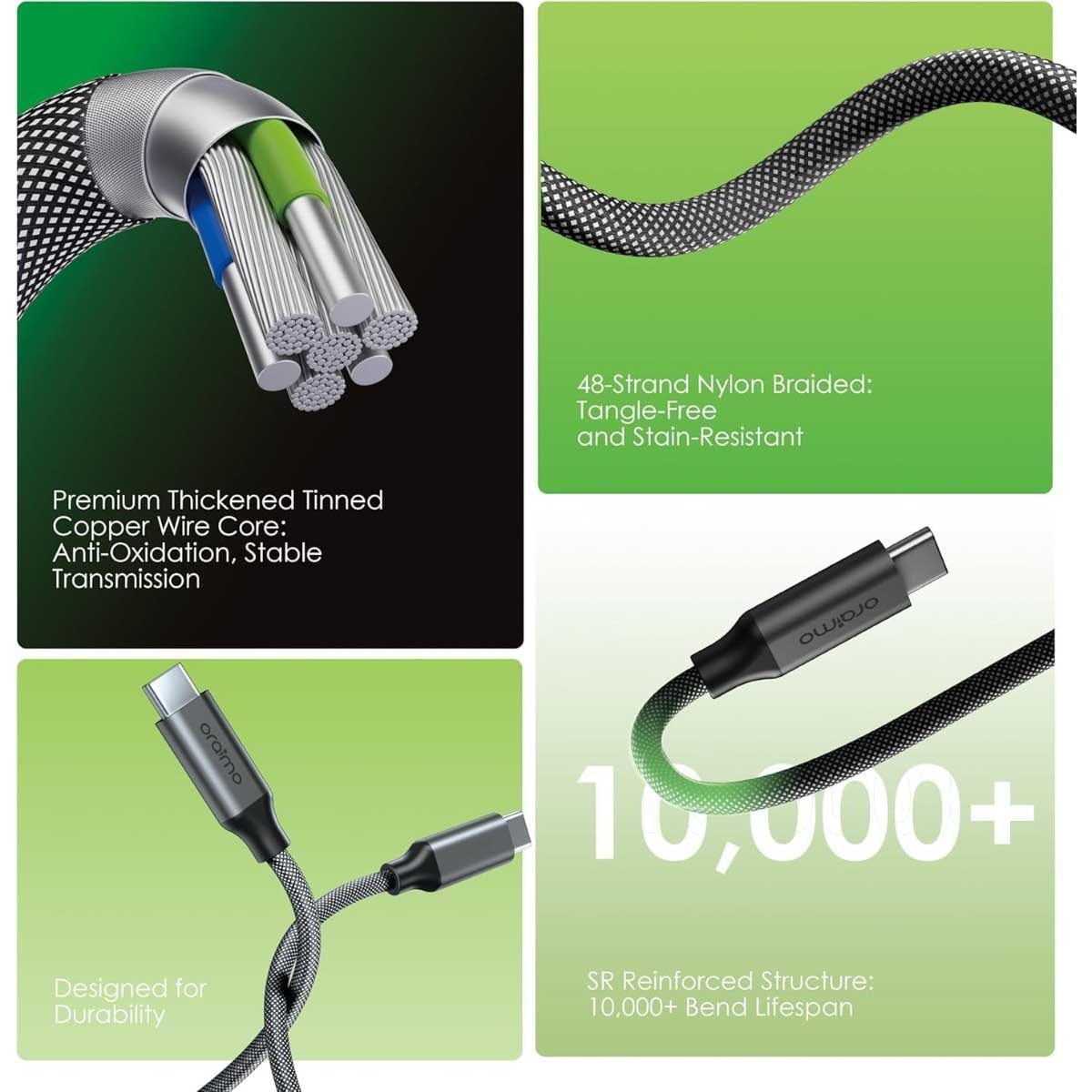 Oraimo Black 1m MagCable 60W USB-C to USB-C Cable