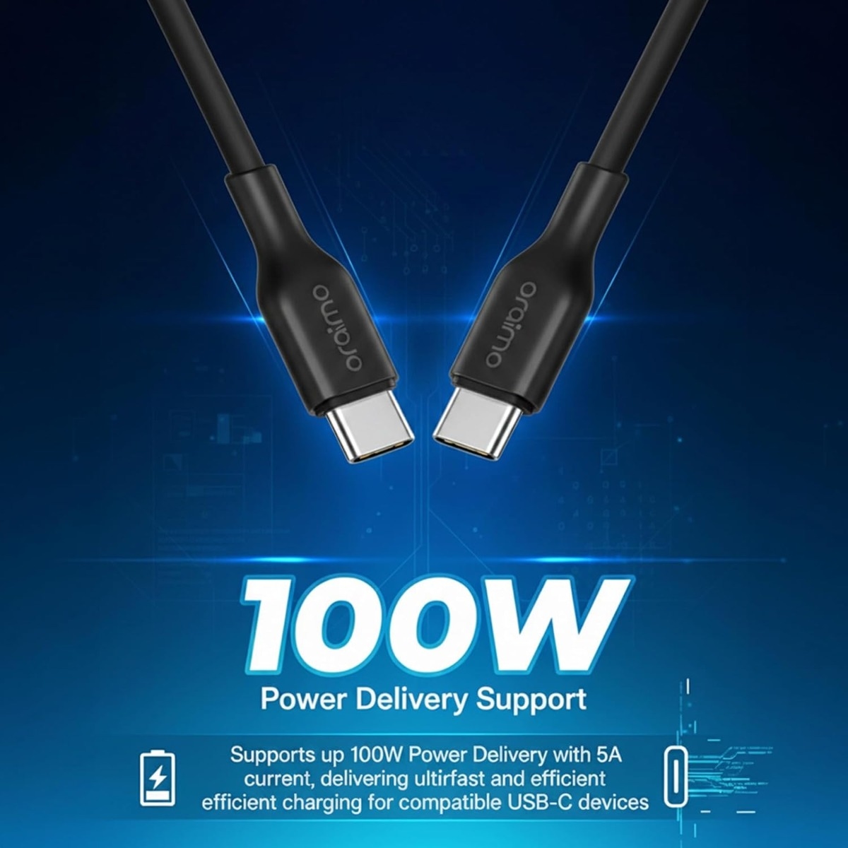 Oraimo 1m RobustLine 100W USB-C to USB-C Cable