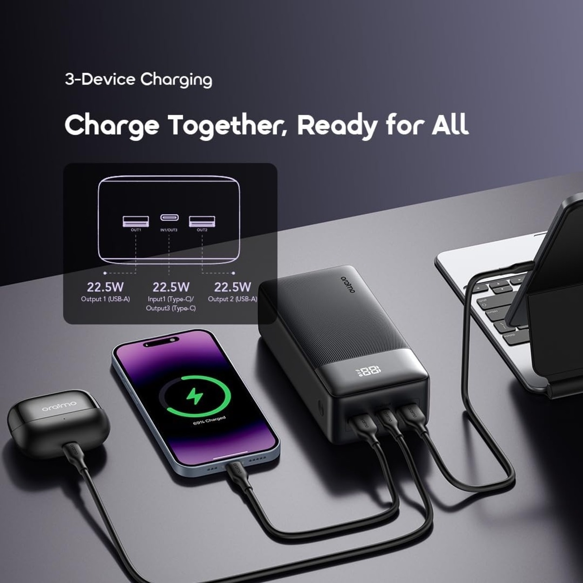 Oraimo Black 27000mAh 22.5W PowerNova Power Bank