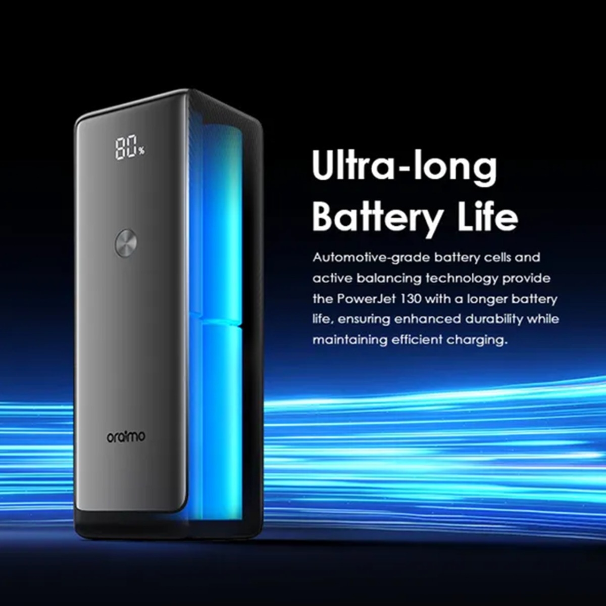 أورايمو باور بانك باور جيت 130 أسود بسعة 27600mAh وقدرة 130W