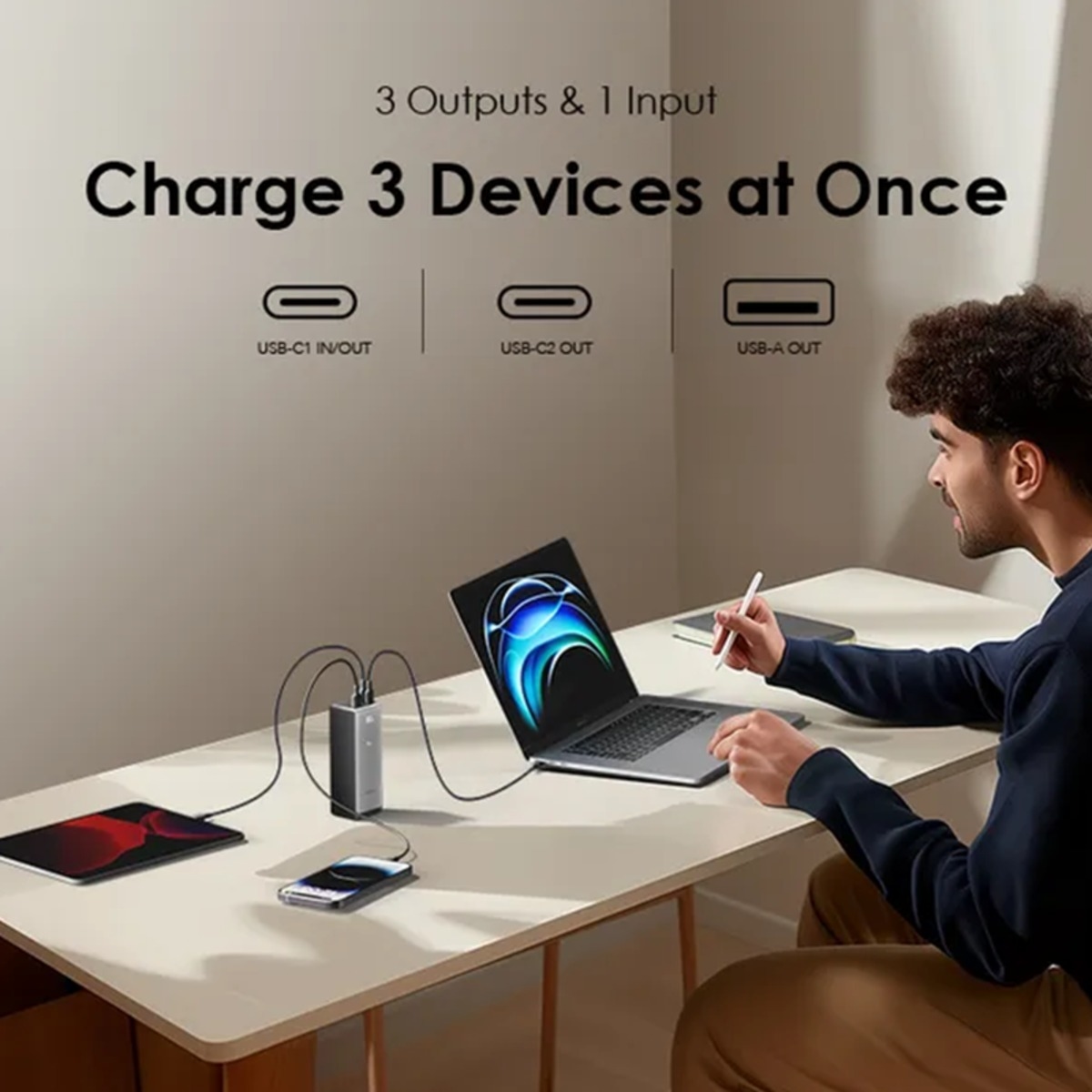 أورايمو باور بانك باور جيت 130 أسود بسعة 27600mAh وقدرة 130W