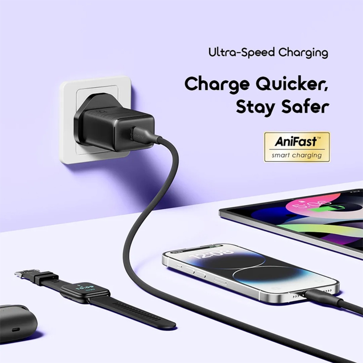 أورايمو شاحن جداري GaN بقدرة 45W مع كابل USB-C