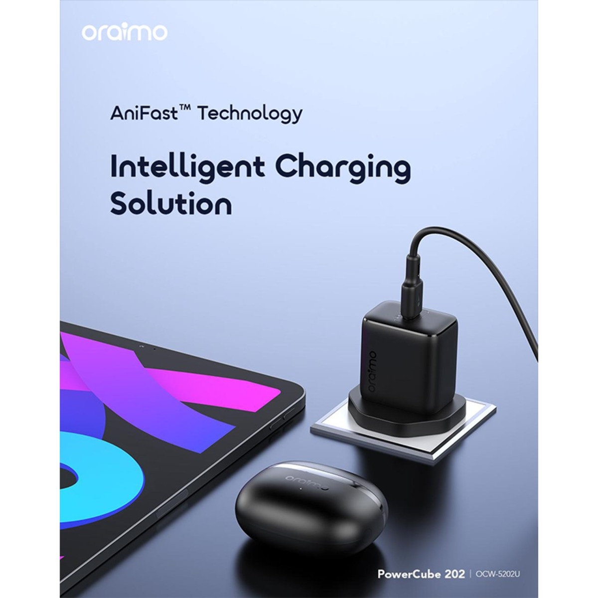أورايمو شاحن جداري سريع OCW-5202UCC بقدرة 20W مع كابل USB-C إلى USB-C