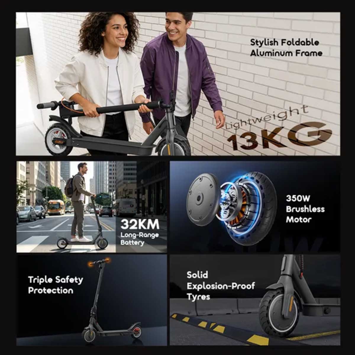 Oraimo Black OH-ES209 Electric Scooter