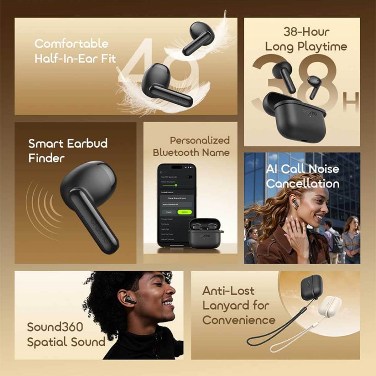 Oraimo Black OTW-324S True Wireless Earbuds