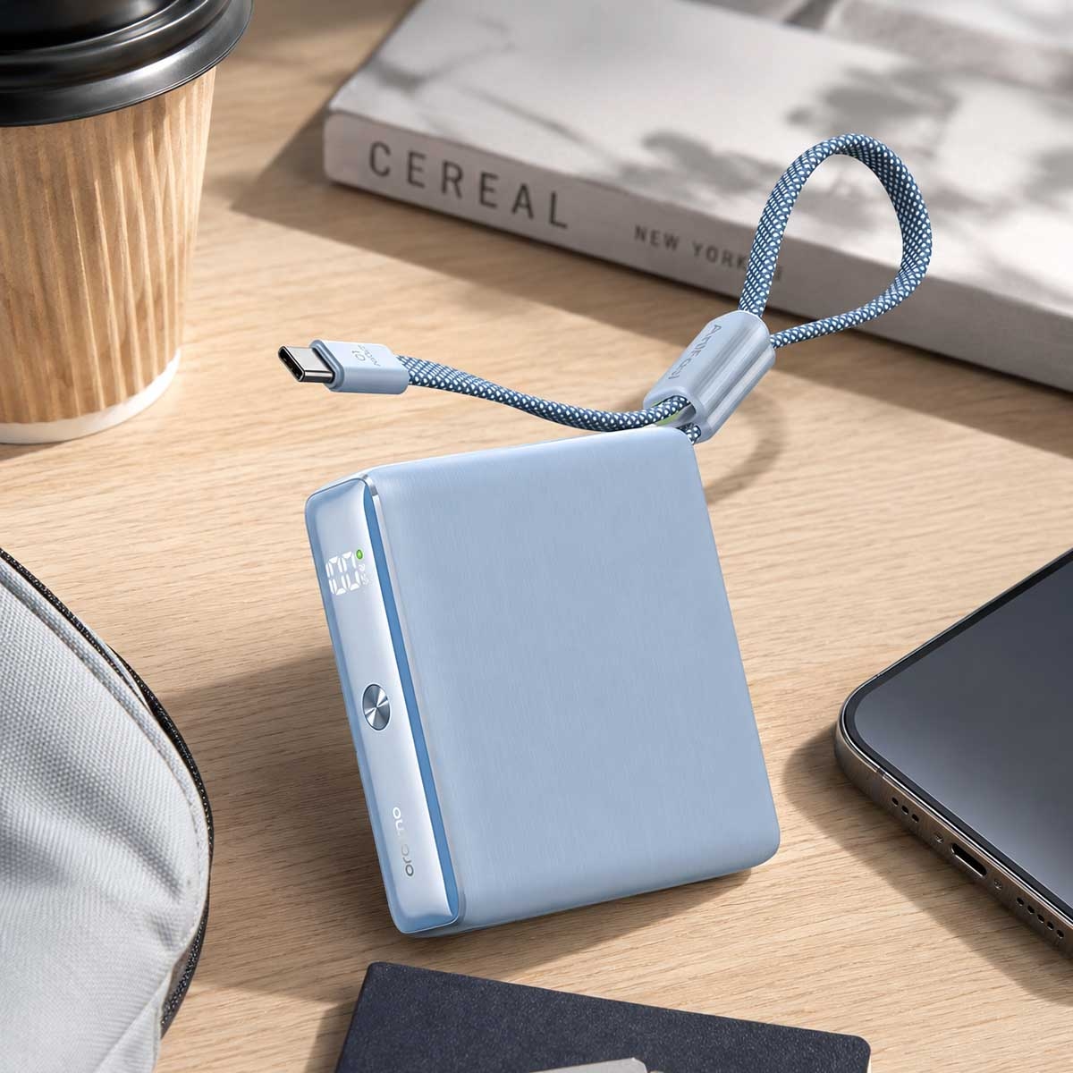 Oraimo 10000mAh 22.5W Mini Power Bank with Built-in USB-C Cable