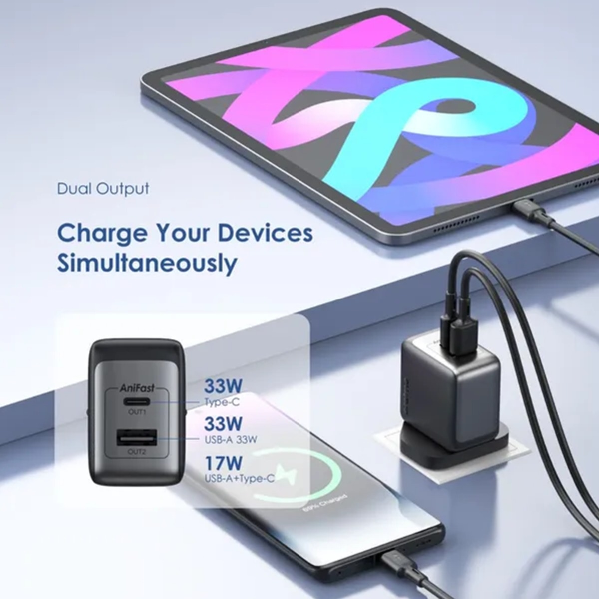 Oraimo PowerGaN 33 Pro 33W GaN Wall Charger with USB-C Cable