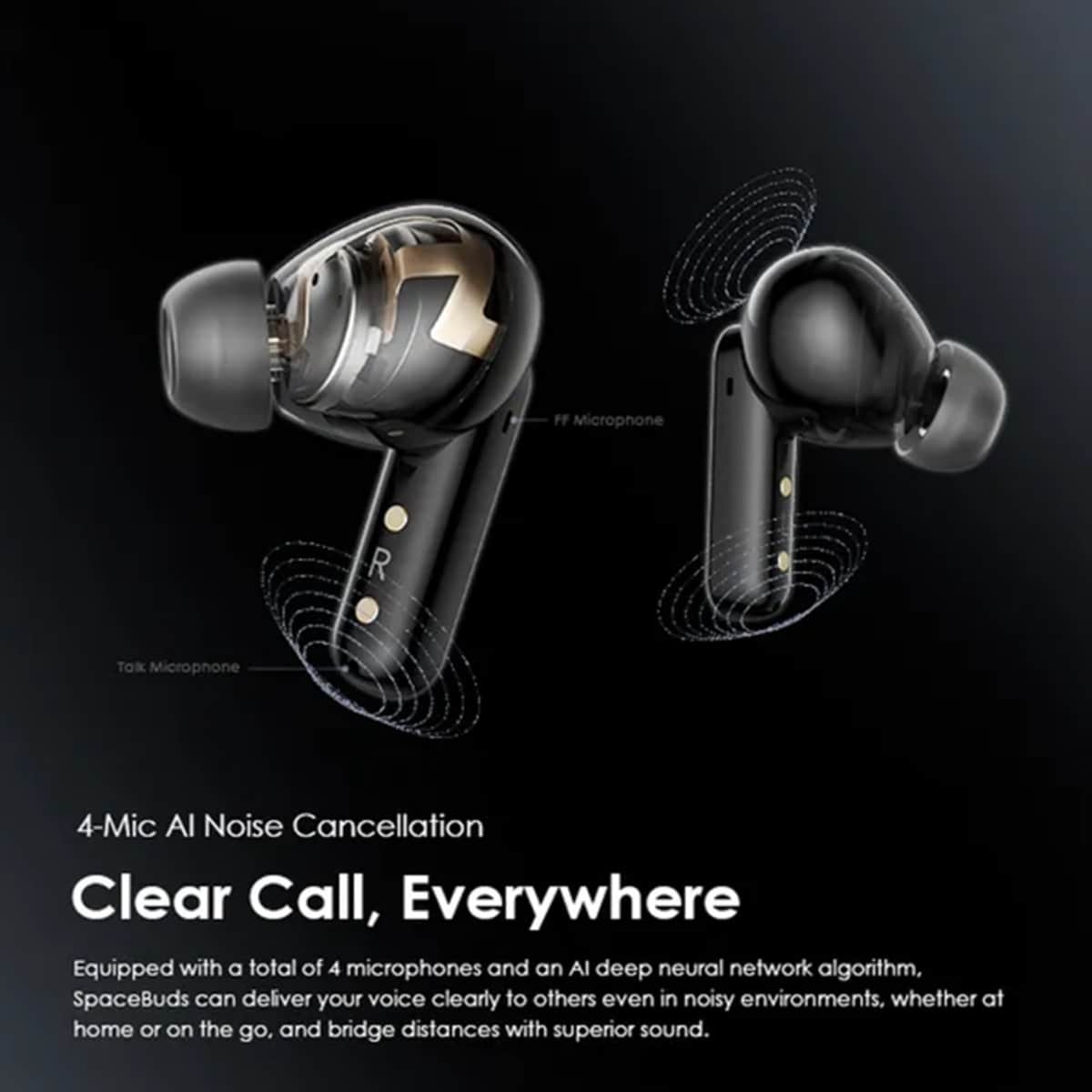 Oraimo Space Grey Spacebuds Hybrid ANC True Wireless Earbuds