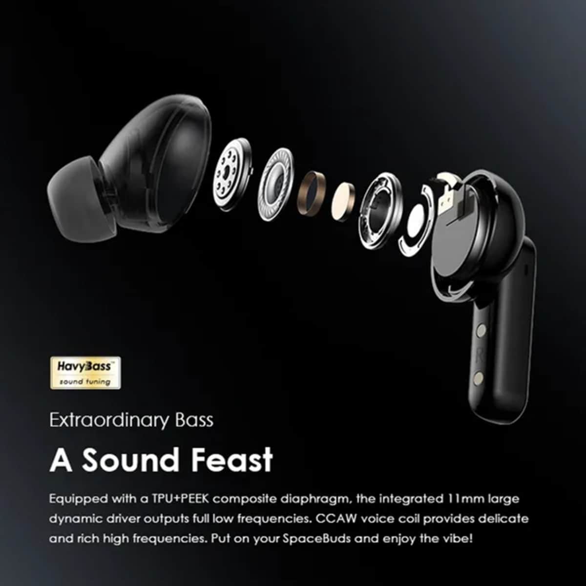 Oraimo Space Grey Spacebuds Hybrid ANC True Wireless Earbuds