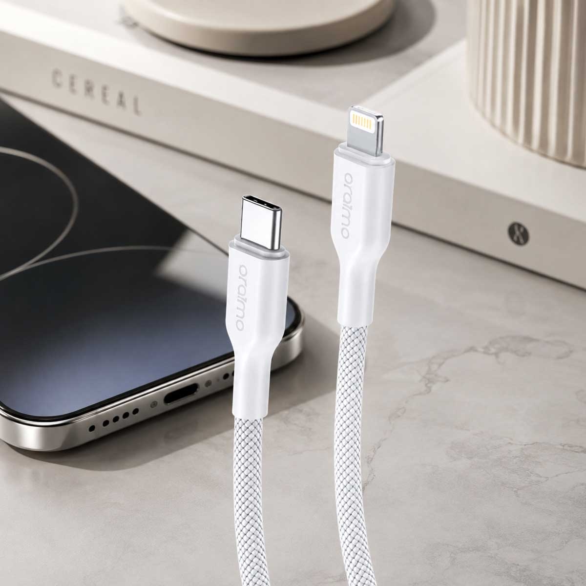 أورايمو كابل مضفر USB-C إلى Lightning بطول 1 متر وقدرة 45W