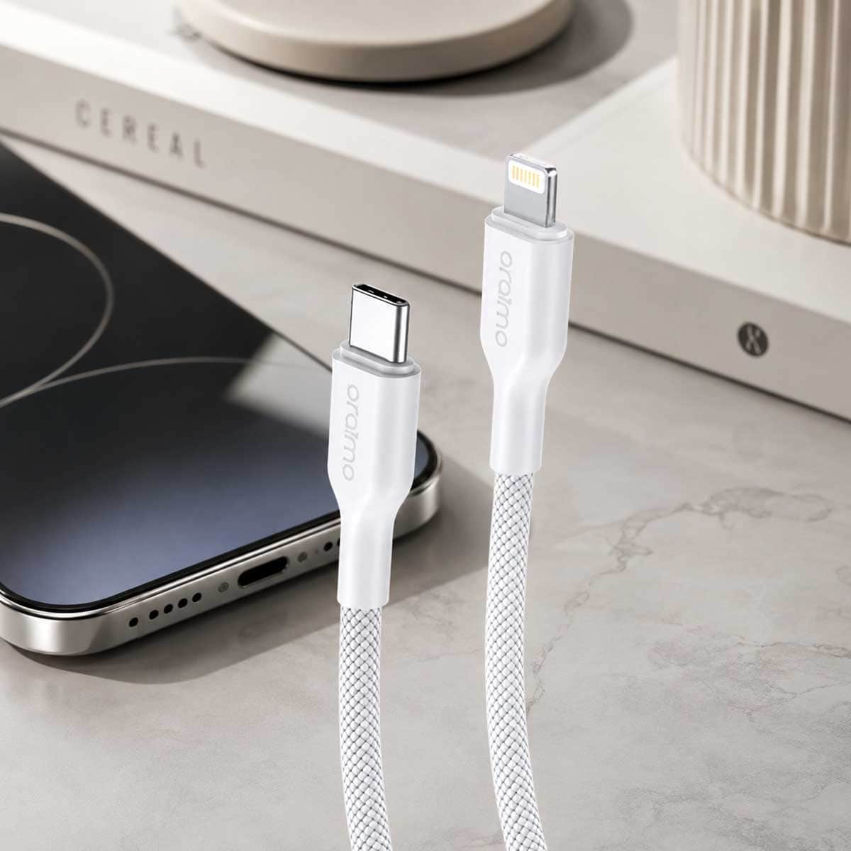 أورايمو كابل مضفر USB-C إلى Lightning بطول 1 متر وقدرة 45W