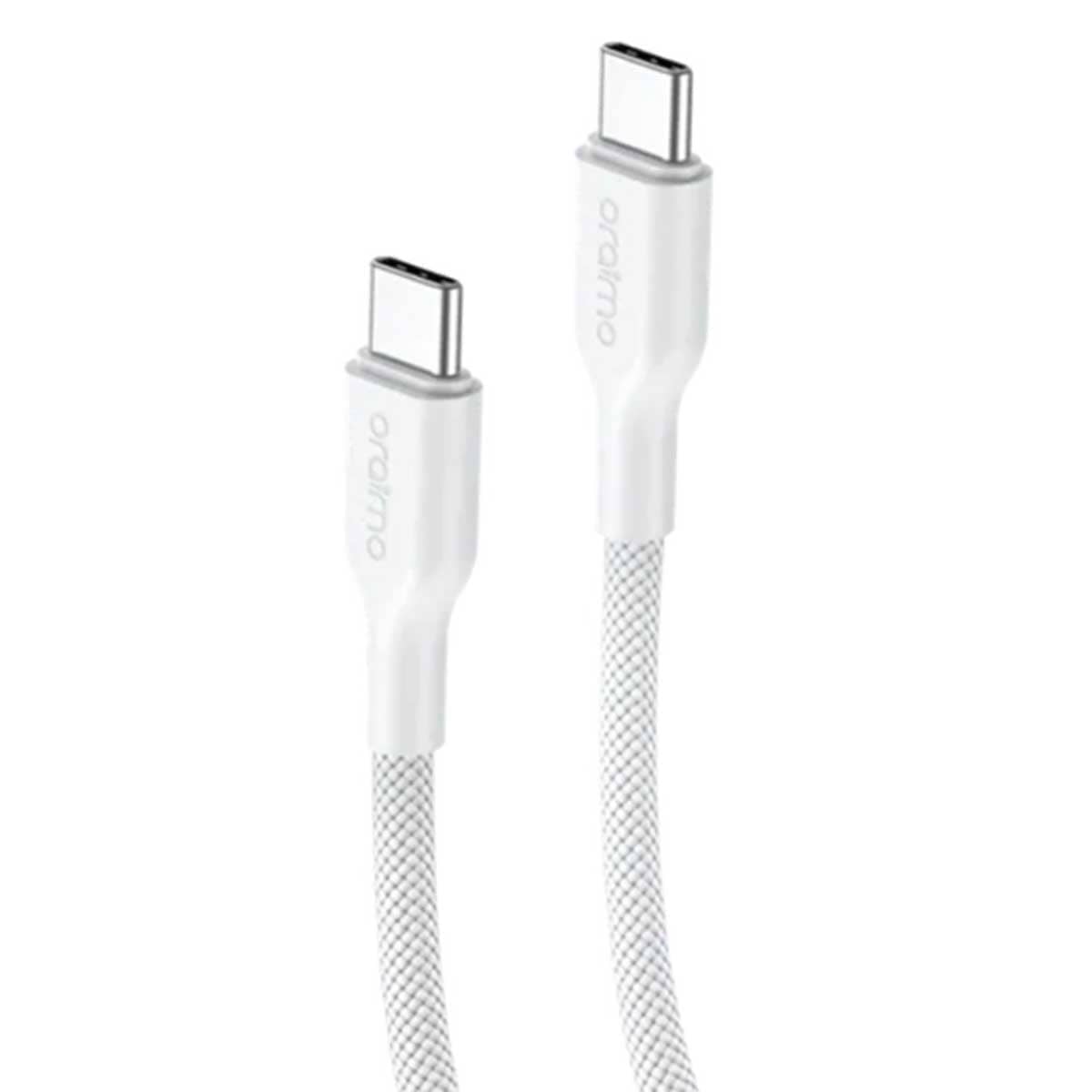 أورايمو كابل مضفر أبيض USB-C إلى USB-C بطول 1 متر وقدرة 60W