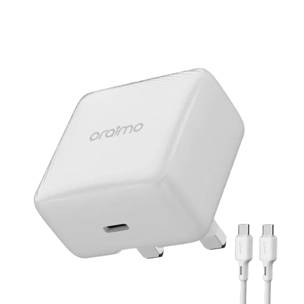 أورايمو شاحن جداري PowerCube 20 Chic GaN أبيض بقدرة 20W مع كابل USB-C