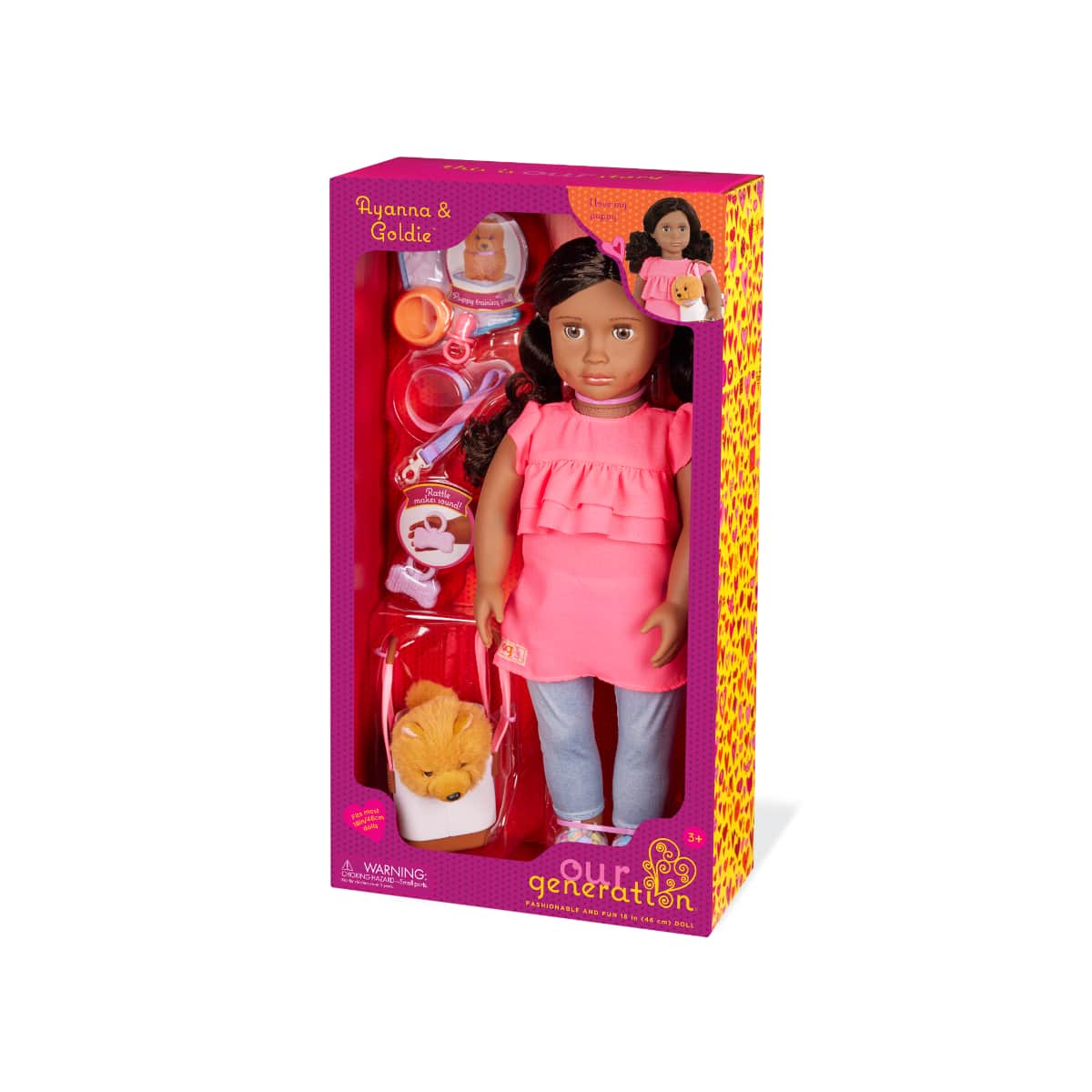 Our Generation 18″ Ayanna & Goldie Doll & Puppy Set Girls, 3-4 Years