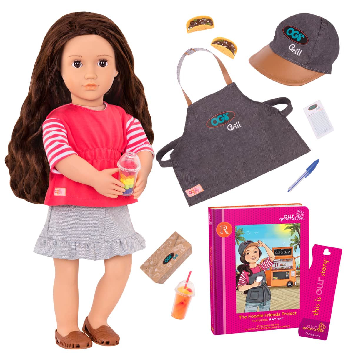 Our Generation 18" Rayna the Food Truck Doll Set Girls, 3-4 Years