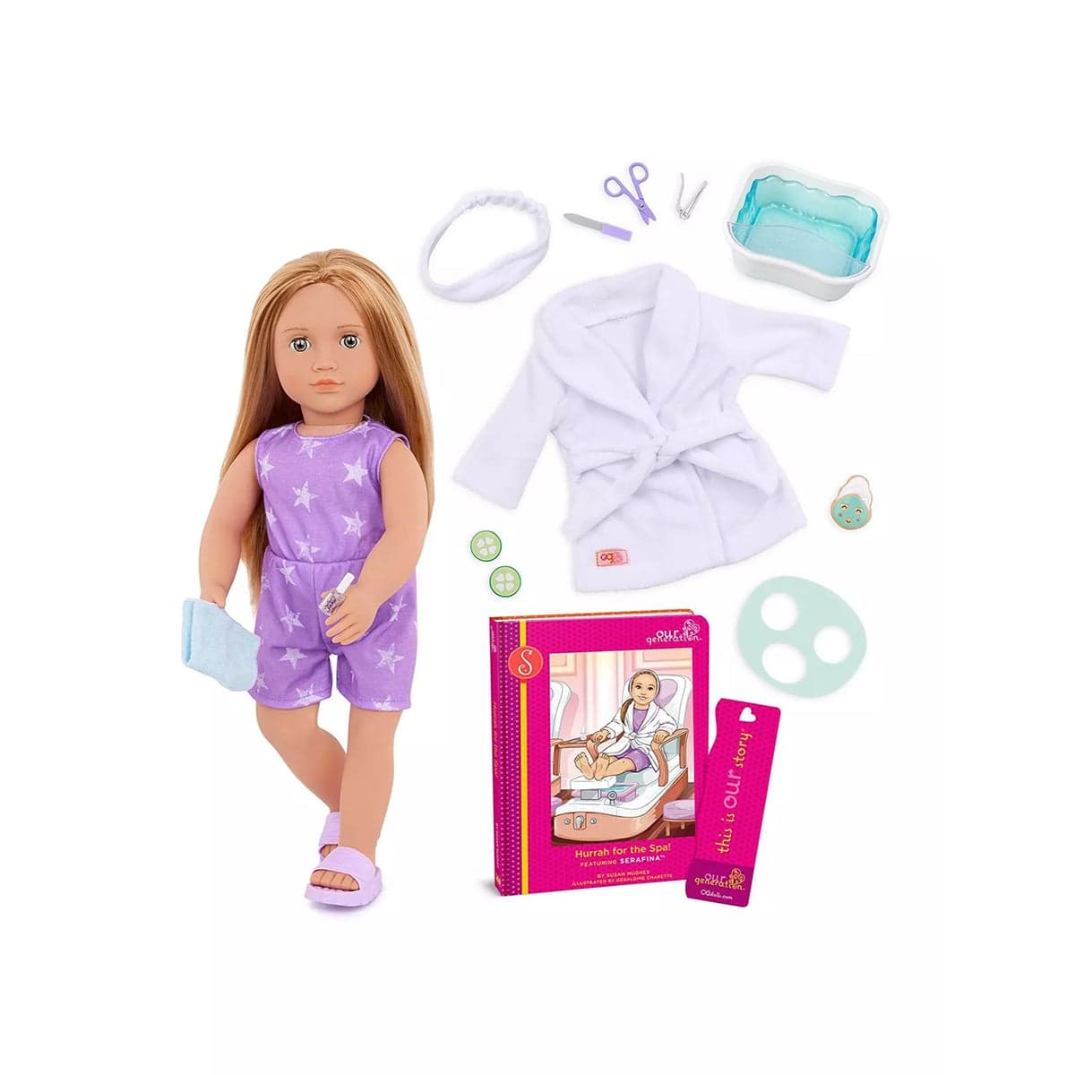 Our Generation 18″ Serafina Spa Day Doll & Storybook Set Girls, 3-4 Years