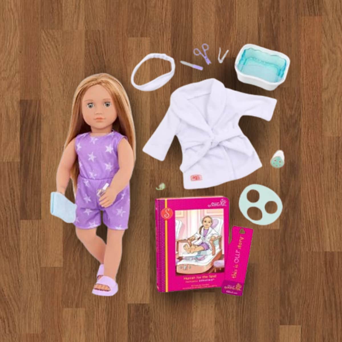 Our Generation 18″ Serafina Spa Day Doll & Storybook Set Girls, 3-4 Years
