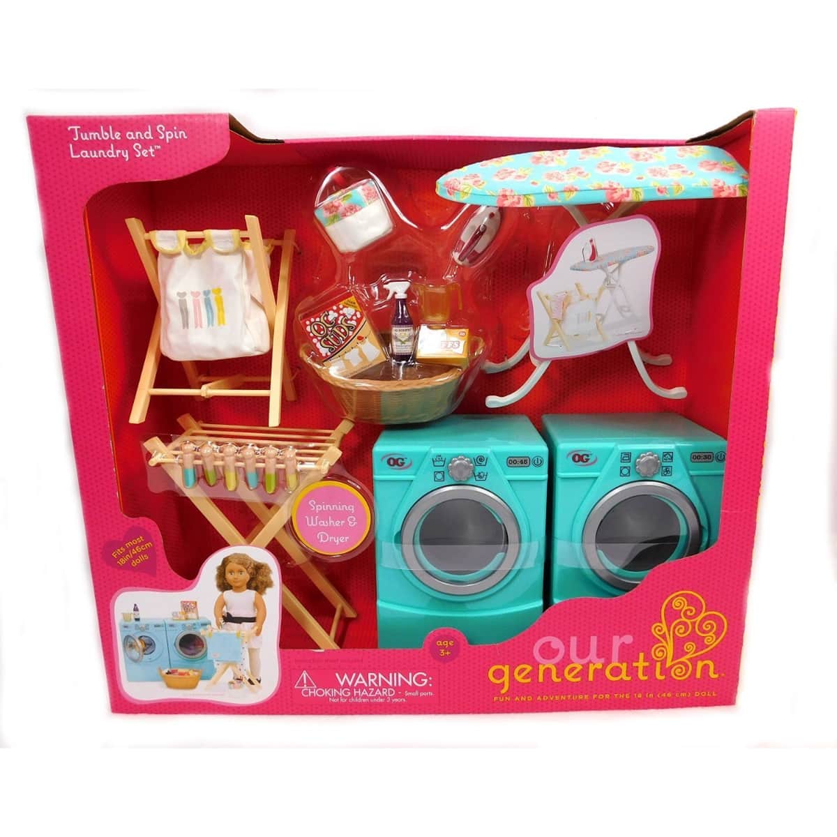 Our Generation Tumble & Spin Laundry Set for 18" Dolls Girls, 3-4 Years