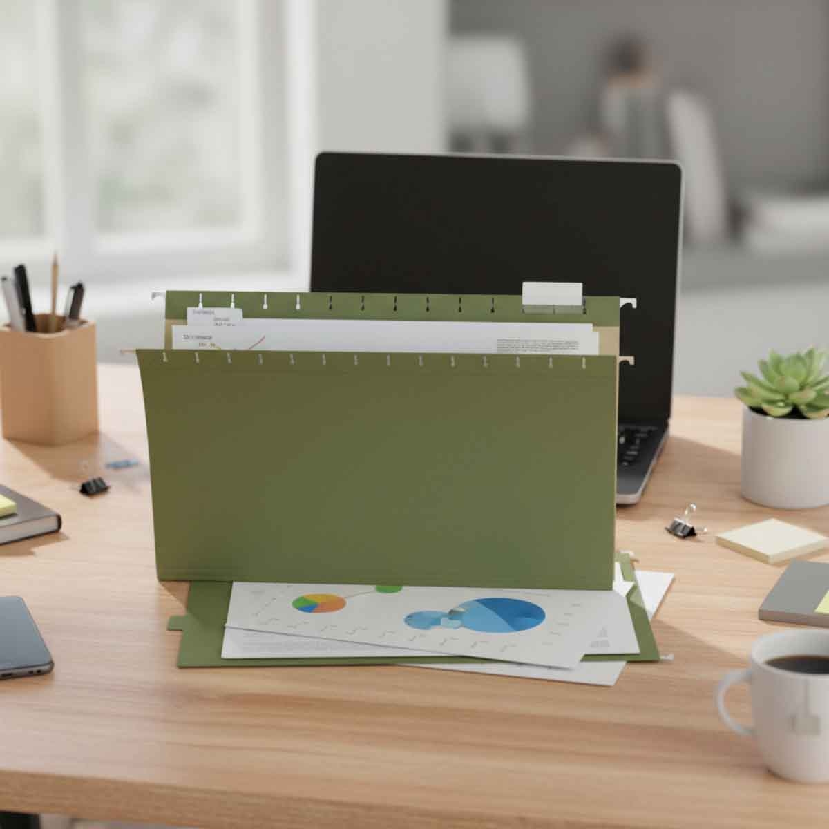 Oxford Green Legal A4 1/5 Tab Cut Hanging File