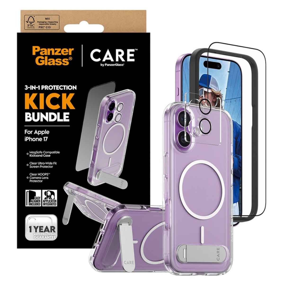 PanzerGlass 3-in-1 Kick Protection Kit for iPhone 17