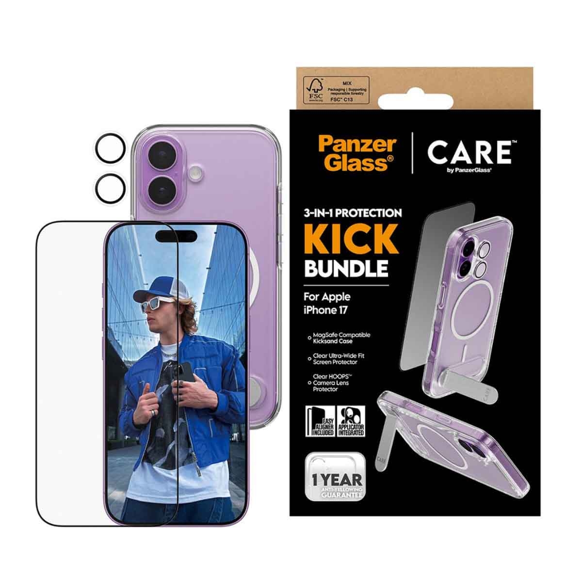 PanzerGlass 3-in-1 Kick Protection Kit for iPhone 17