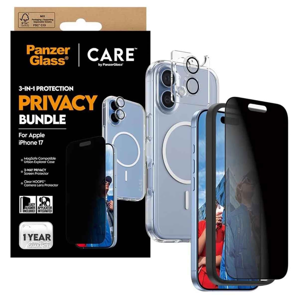 PanzerGlass 3-in-1 Privacy Protection Kit for iPhone 17