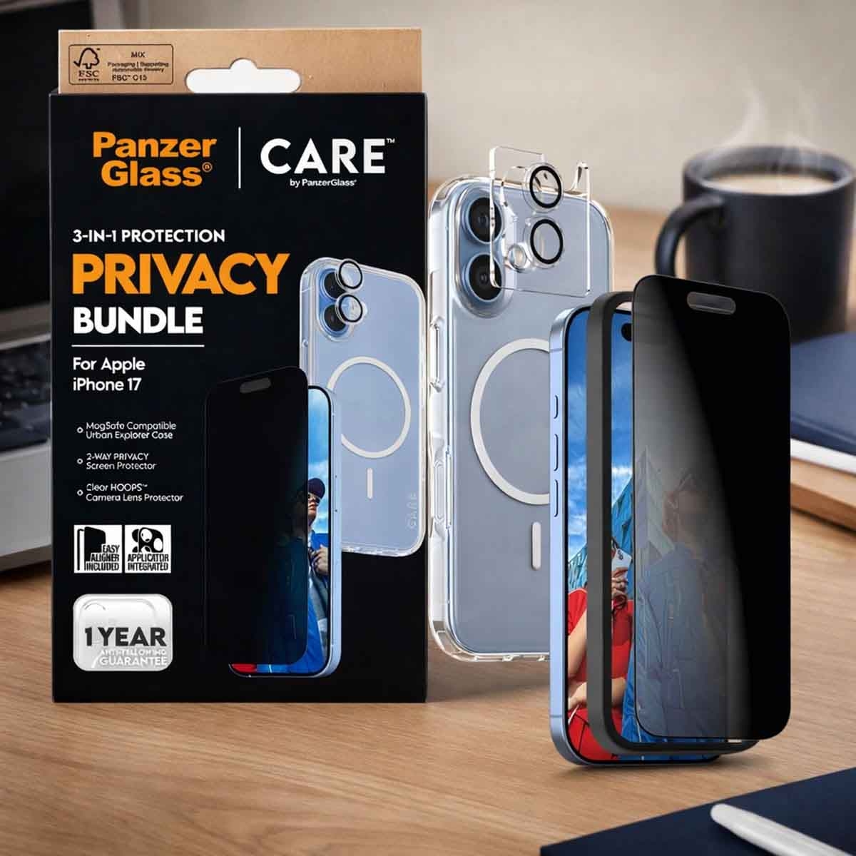 PanzerGlass 3-in-1 Privacy Protection Kit for iPhone 17