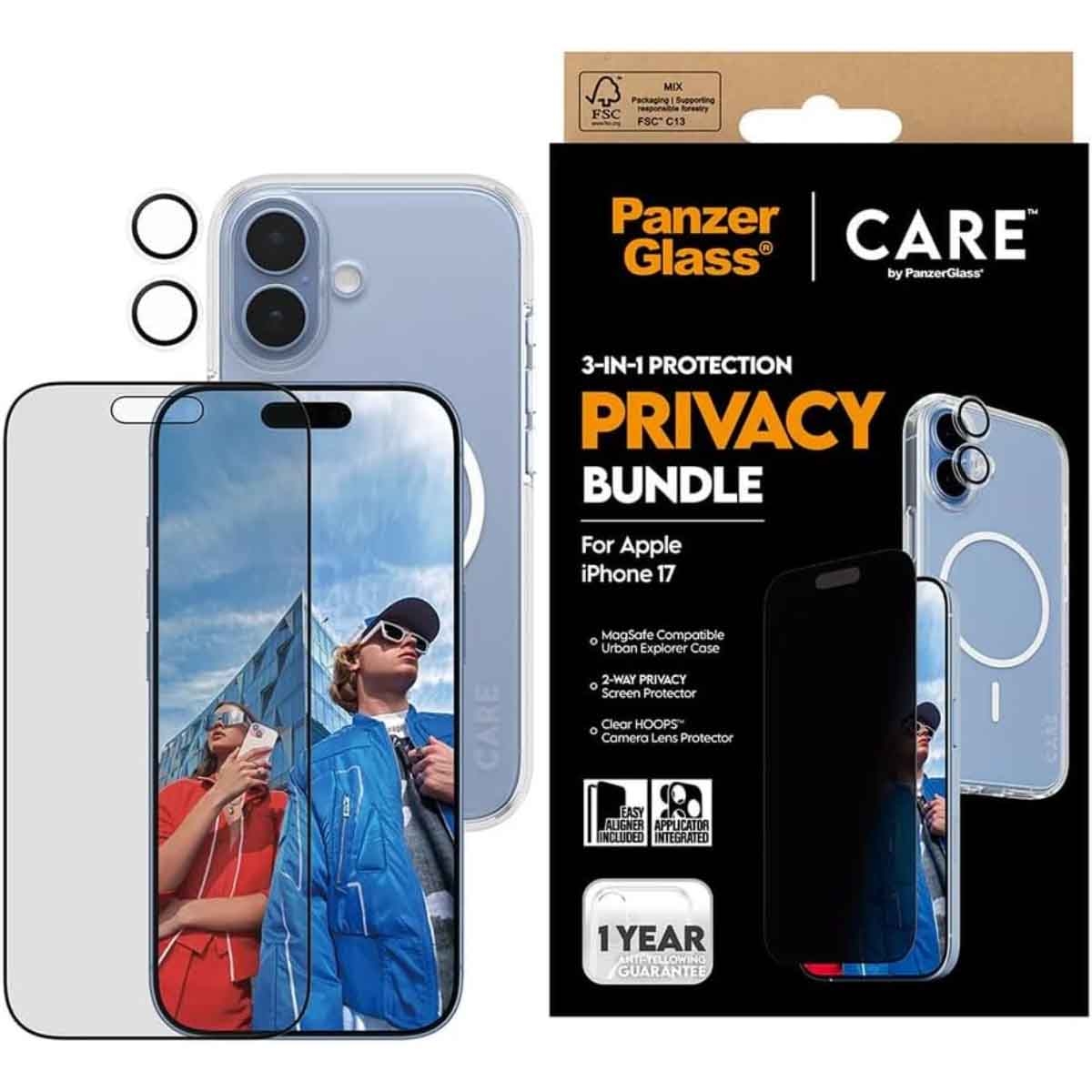 PanzerGlass 3-in-1 Privacy Protection Kit for iPhone 17
