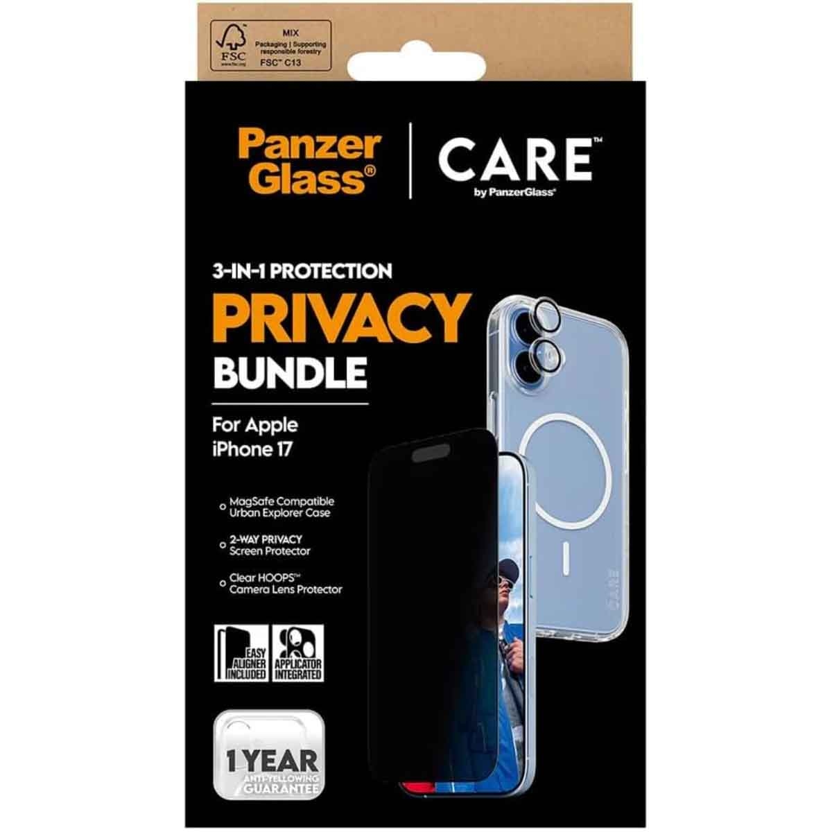 PanzerGlass 3-in-1 Privacy Protection Kit for iPhone 17