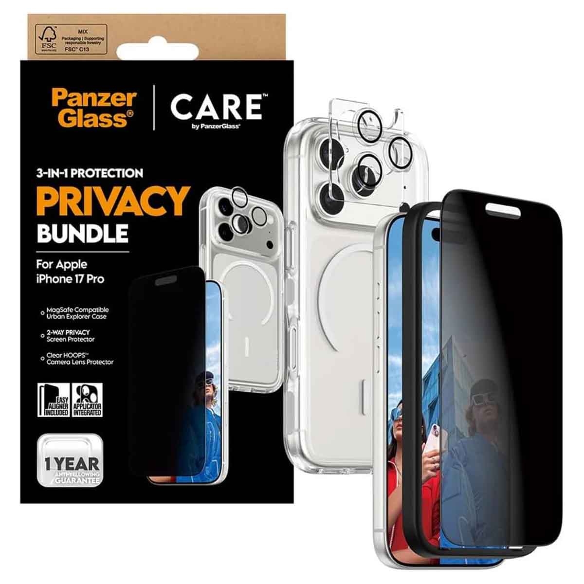 PanzerGlass 3-in-1 Privacy Protection Kit for iPhone 17 Pro