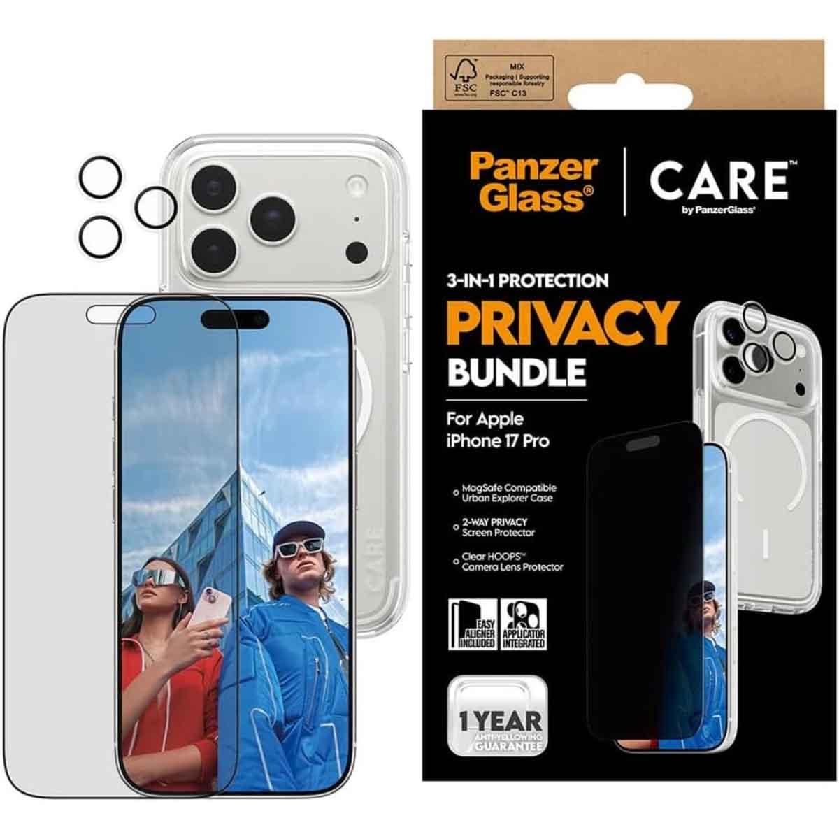 PanzerGlass 3-in-1 Privacy Protection Kit for iPhone 17 Pro