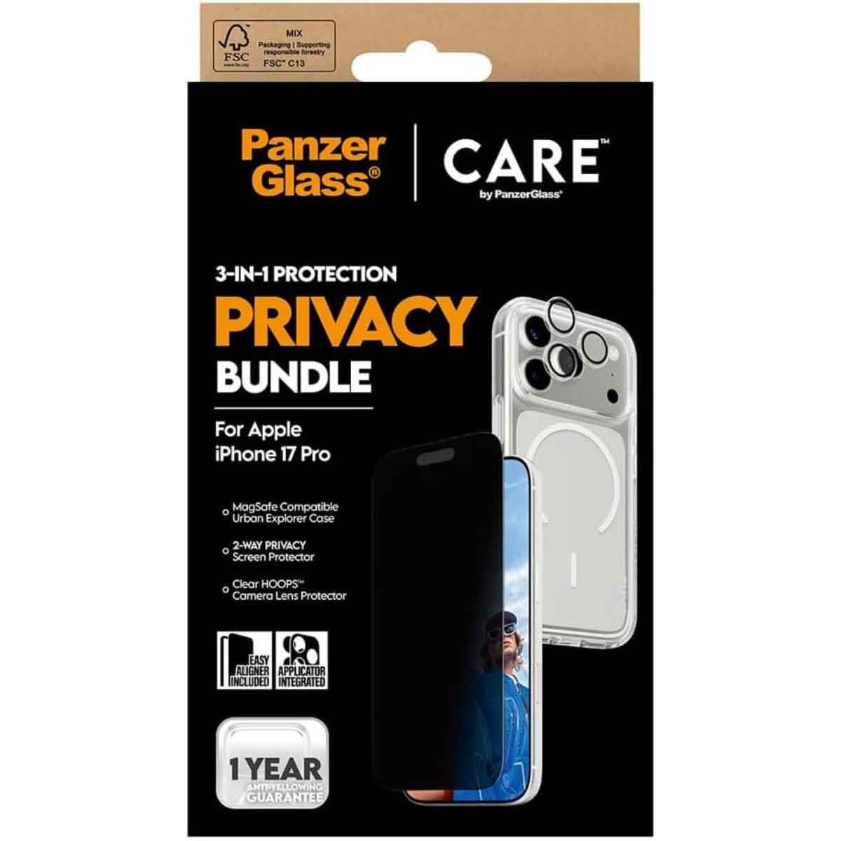 PanzerGlass 3-in-1 Privacy Protection Kit for iPhone 17 Pro