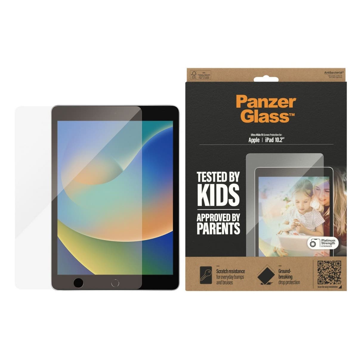 PanzerGlass Black Antibacterial Classic Fit Screen Protector for iPad 10.2"
