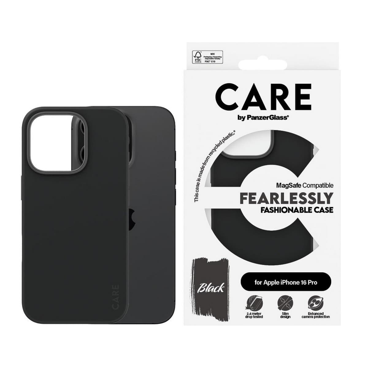PanzerGlass Black Care Fashionable Case with MagSafe for iPhone 16 Pro