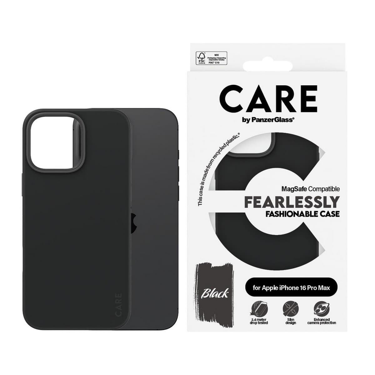 PanzerGlass Black Care Fashionable Case with MagSafe for iPhone 16 Pro Max