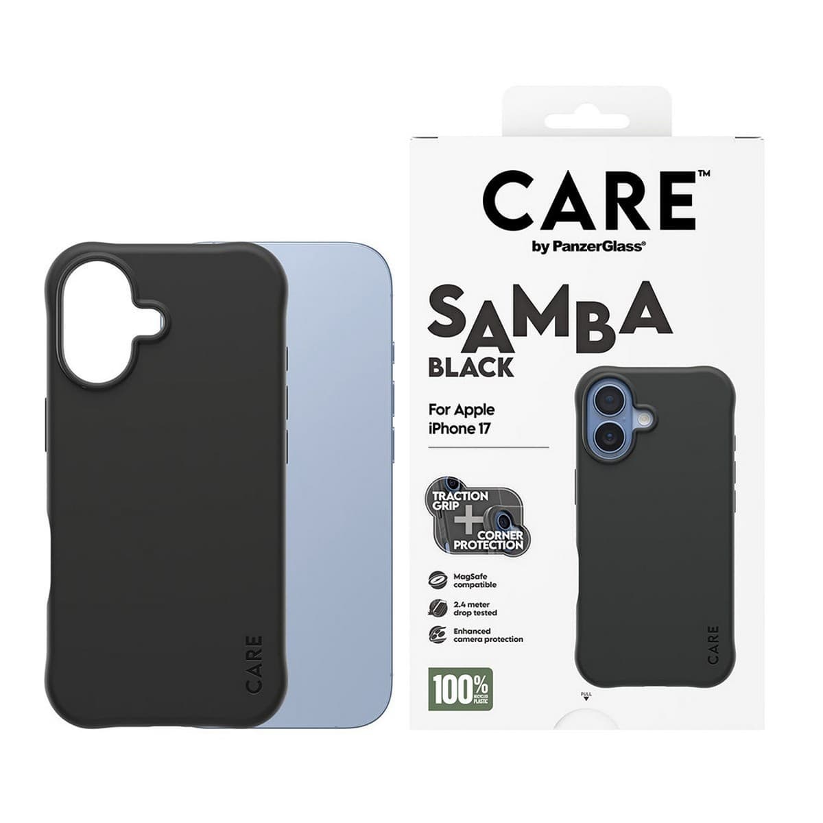 PanzerGlass Black Care Samba Case with MagSafe for iPhone 17