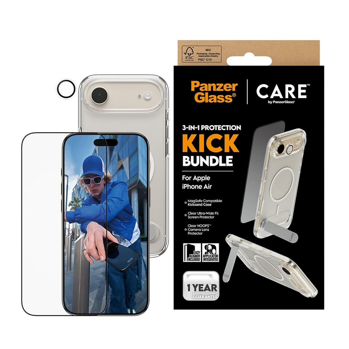 PanzerGlass Care 3-in-1 Feature Kick Bundle for iPhone 17 Air